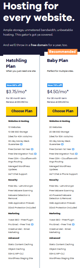hostgator hosting plans